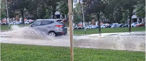 Poplavljen dio ulice u Sesvetama