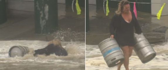 Australka spašava bačve piva iz poplave