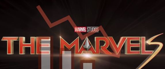 The Marvels naslovnica filma i opadajući graf