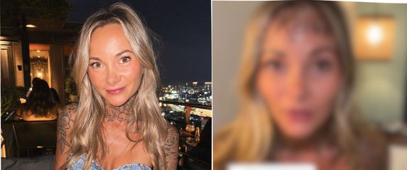 influencerica ana stanskovsky s tetovažom na čelu i bez nje