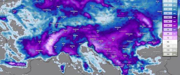 Količina snijega koji se očekuje od 18. do 24. studenog