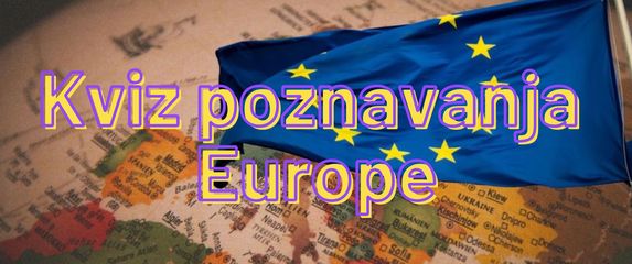 Karta Europe i zastava Europske Unije uz naslov kviza