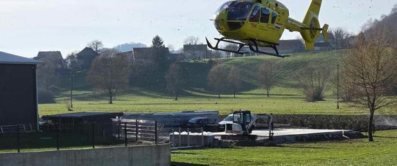 Helikopter na terenu nakon prometne nesreće u Krapini
