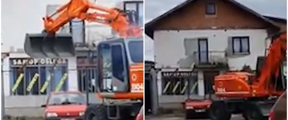 Bagerom uništio auto (Screenshot/prnjavor.info)