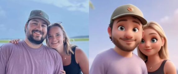 Mladi par prije i nakon uređivanja fotografije umjetnom inteligencijom