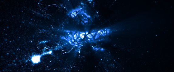 Elementarna čestica s neutrinima oko njene jezgre, ilustracija