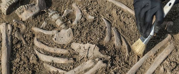 Antroplozi iskapaju ljudske ostatke, ilustracija