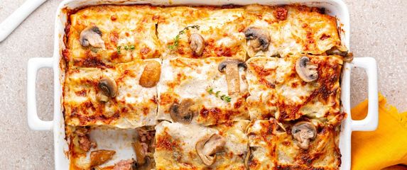 Lazanje s gljivama i špinatom