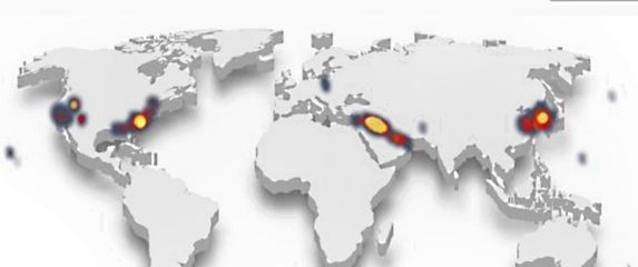 Karta najvećih NLO žarišta u svijetu