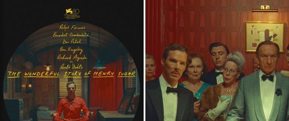najava za the wonderful story of henry sugar sglumcem Benedictom Cumberbatchom koji stoji iznad stola za roulette