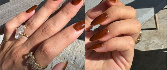 Jesenska manikura Hailey Bieber