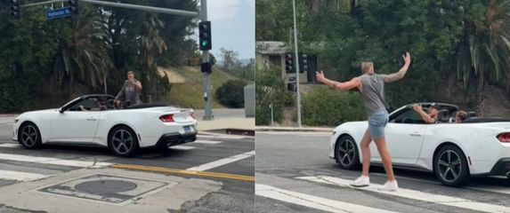 Ljutiti muškarac na pješačkom prijelazu