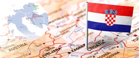 Karta Hrvatske s mjestima rođenja vladara