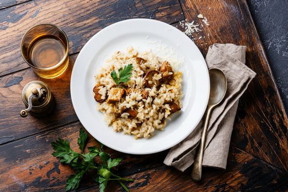 Rižoto s porilukom i šampinjonima