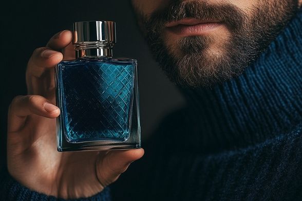 Muškarac drži parfem