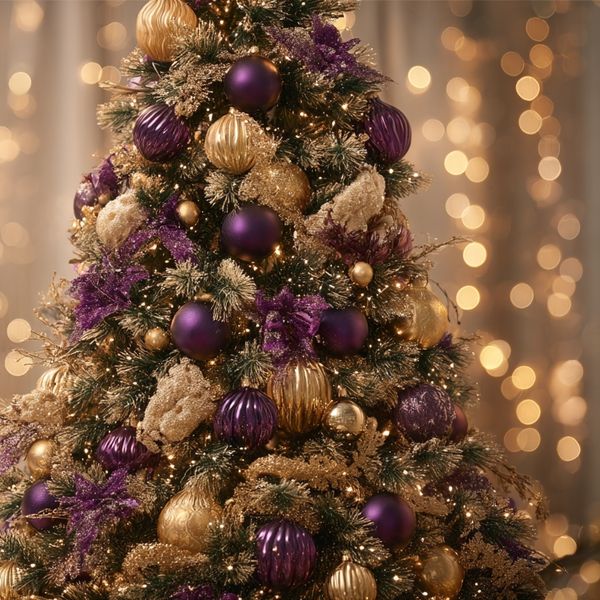 Ideje za božićno uređenje doma u ljubičasto-zlatnoj kombinaciji