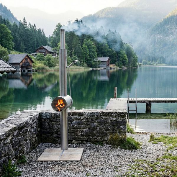 Tuš na drva: Topla voda bez bojlera i Sunca