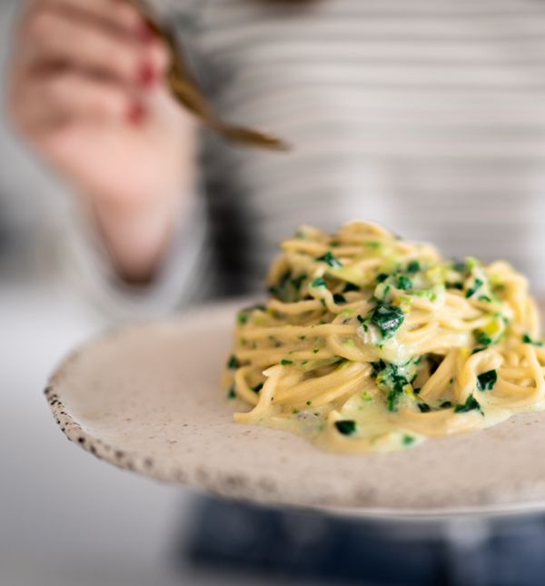 Domaća tjestenina u kremastom umaku od gorgonzole i špinata