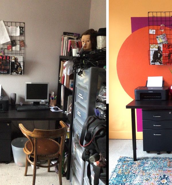 Radna soba prije i poslije bojanja zidova