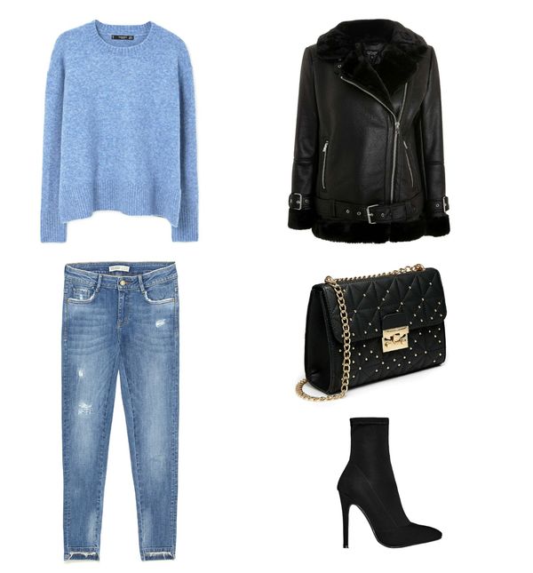 Pulover Mango 124 kn, traperice Zara 199 kn, jakna Topshop 85 funti, torba Stradivarius 119 kn, cipele Ego 35 funti