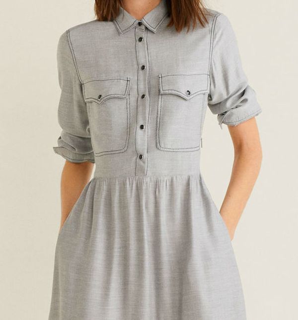 Džepovi na bokovima haljine vizualno smanjuju struk