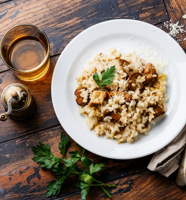 Rižoto s porilukom i šampinjonima