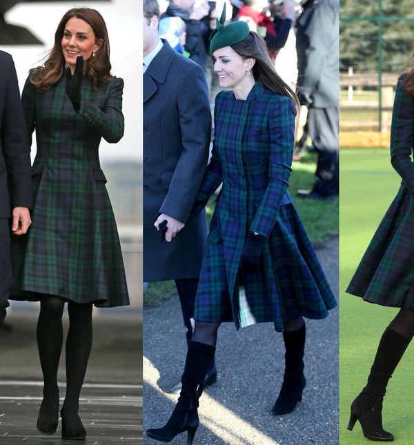 Catherine Middleton u istom kaputu modne kuće Alexander McQueen 2019., 2013. i 2012. godine