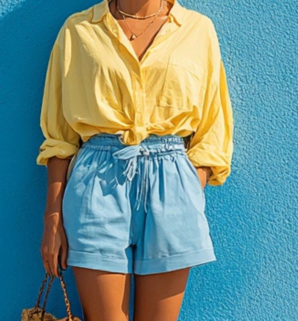 Ležerna kombinacija s plavom i žutom bojom