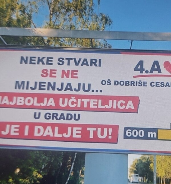 Jumbo plakat za učiteljicu Mihaelu Koren