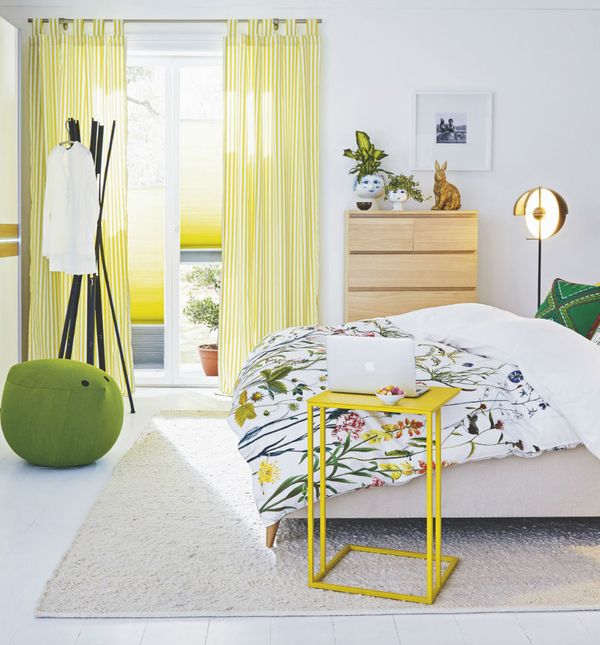 Ideje za uređenje spavaće sobe u žutoj i zelenoj boji