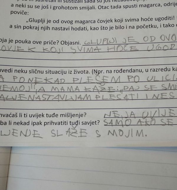 Duhoviti i iskreni odgovori djevojčice Hane na pitanja iz lektire