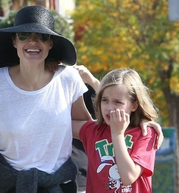 Angelina Jolie u šetnji s djecom i psom