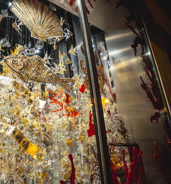 Božićni izlog Saše Šekoranje pun zlatnih ribica koje ispunjavaju želje