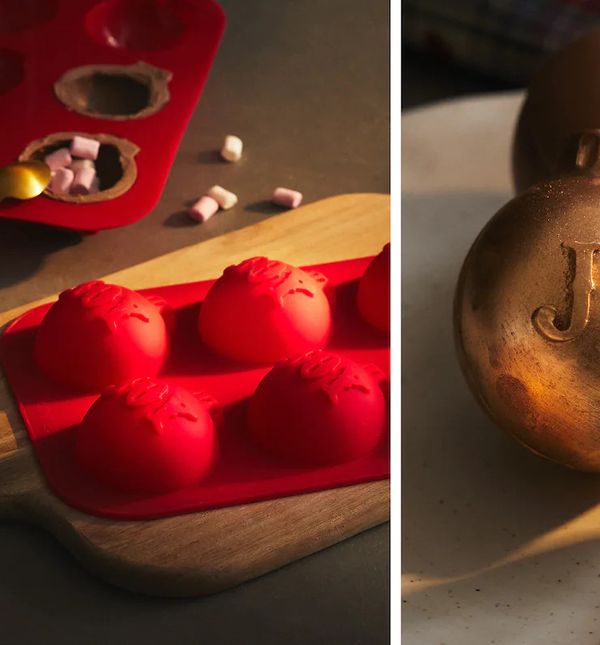 Silikonski kalup u obliku božićne kuglice s ispisanom riječi 'joy'