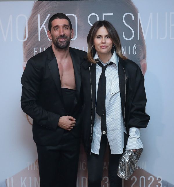 Slavko Sobin i Viktorija Rađa na premijeri filma Samo kad se smijem