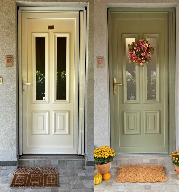 Ulazna vrata Mine Peslać prije i nakon bojenja