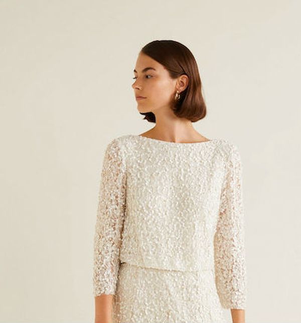 Mango haljina s vezom i šljokicama - 1499,90 kuna (Foto: Mango)