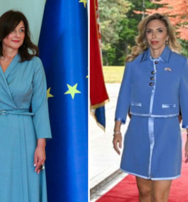 Sanja Musić Milanović i Nj. E. Nicole McGraw, veleposlanica SAD-a u Republici Hrvatskoj, u svjetloplavim izdanjima