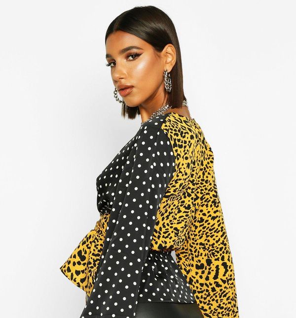 Boohoo bluza točkastog i leopard uzorka - 1