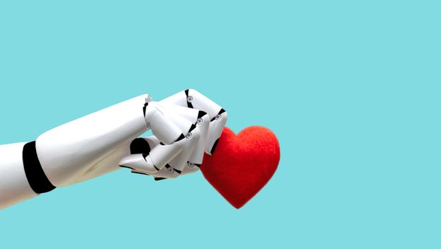 Robot drži srce, ilustracija