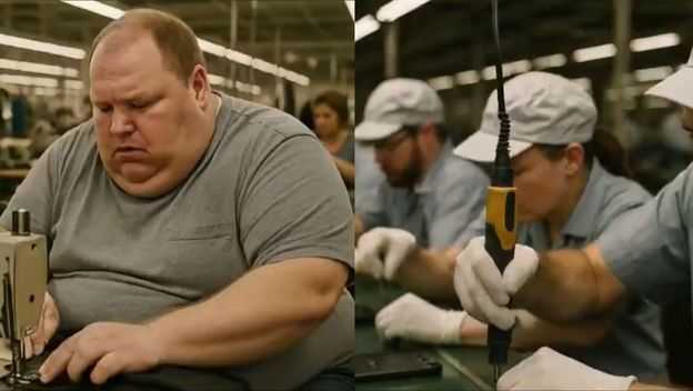 Prikaz američkih radnika u tvornici poput onih u Kini