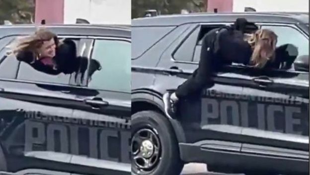 Žena bježi policiji