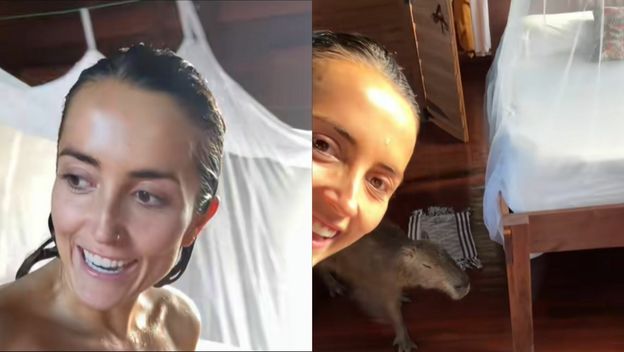 Gentry Hale u susretu s divljom kapibarom