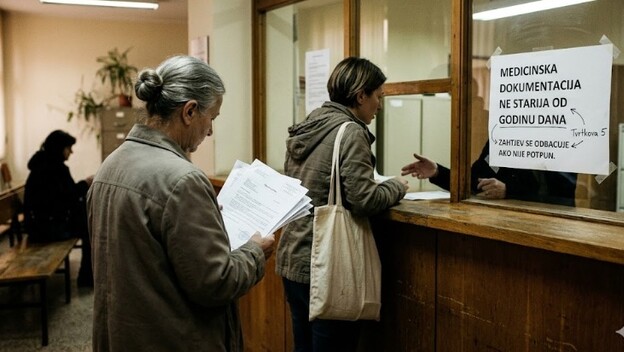 Rasprava na šalteru, ilustracija, AI