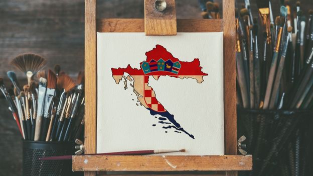 Umjetničko platno i karta Hrvatske