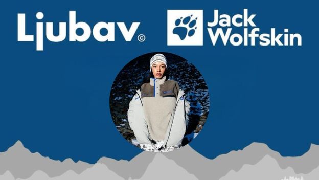 kolekcija i suradnja brendova jack wolfskin i LJUBAV na zimskoj odjeći sa slikom modela