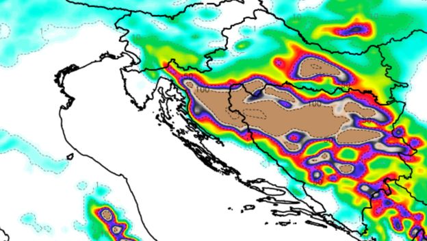 Karta koja prikazuje gdje će pasti snijeg dd 25. prosinca