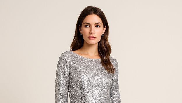 Kombinacija sa srebrnim naušnicama i crnim čizmama