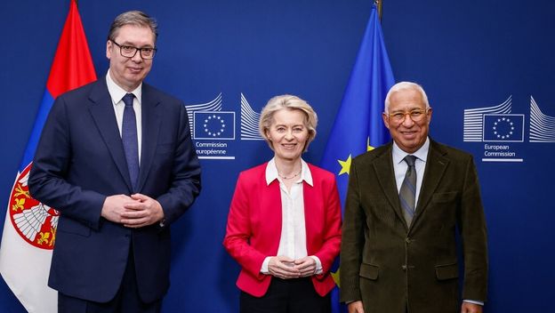 Aleksandar Vučić, Ursula von der Leyen i Antonio Costa