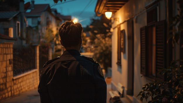 Lažni policajac na vratima, AI ilustracija